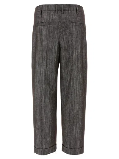 Brunello Cucinelli Women Lurex Pants In Gray