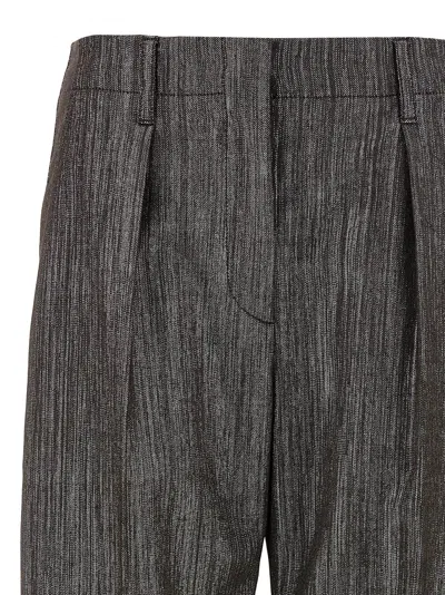 Brunello Cucinelli Women Lurex Pants In Gray