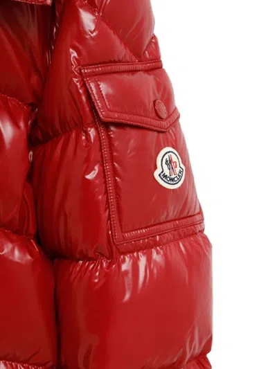 Moncler Glossy Red 'maire' Down Jacket With Hood In Red