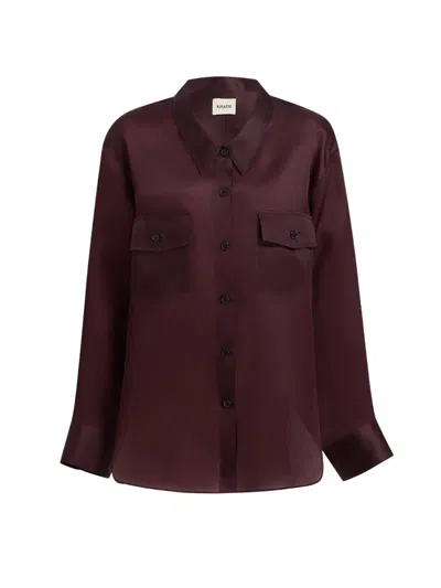 Khaite Matteo Organza Shirt In Brown