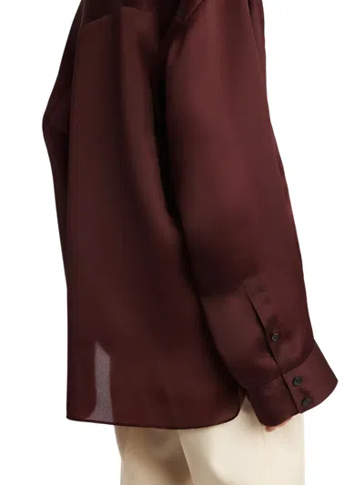 Khaite Matteo Organza Shirt In Brown