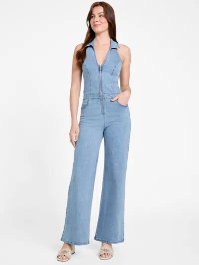 Guess Factory Eco Layna Wide-leg Denim Jumpsuit In Blue