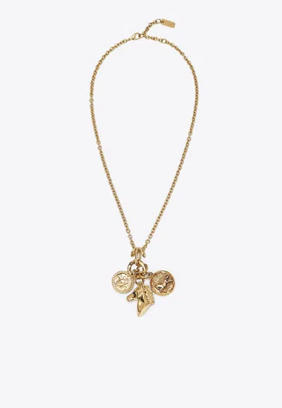 Chloé Charm Necklace In Vintage Gold Brass