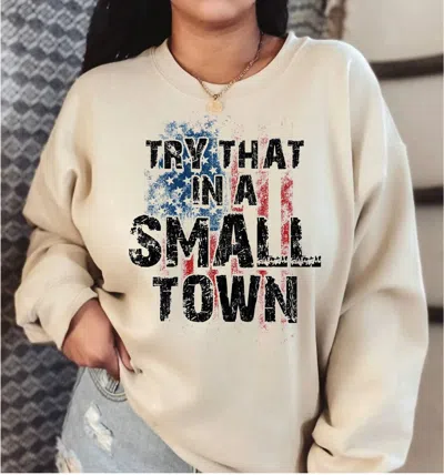Maya Tx Try That In A Small Town Sweatshirt In Beige