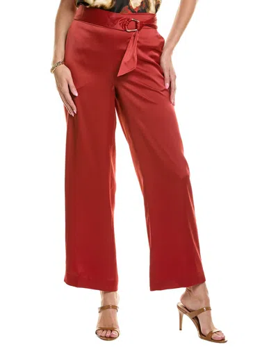 Anne Klein Belted High Waist Pull-on Wide Leg Pants In Red