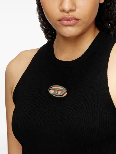 Diesel 'm-caddix' Black Top With Oval D Logo Plaque On The Front In Black