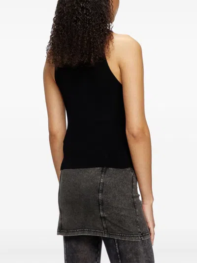 Diesel 'm-caddix' Black Top With Oval D Logo Plaque On The Front In Black