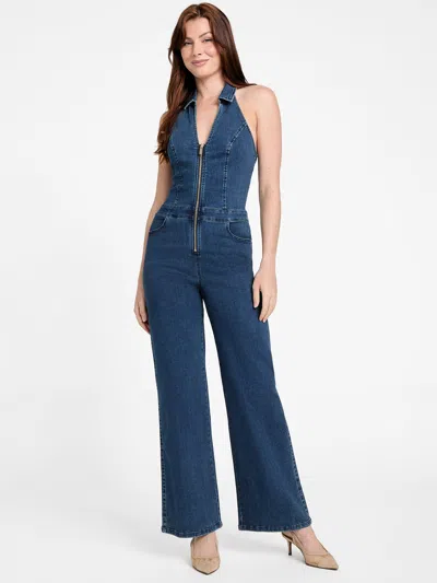 Guess Factory Eco Layna Wide-leg Denim Jumpsuit In Blue