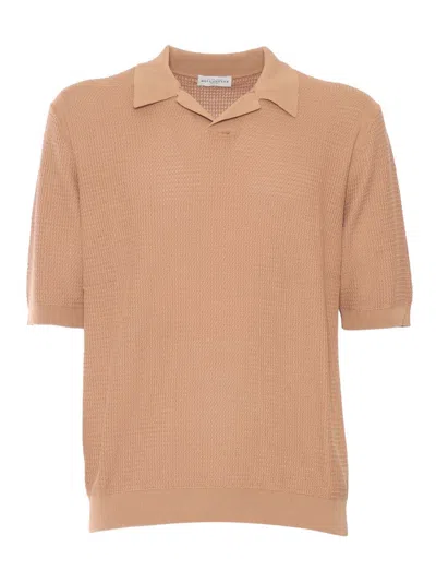 Ballantyne Textured Knit Short-sleeved Polo In Brown