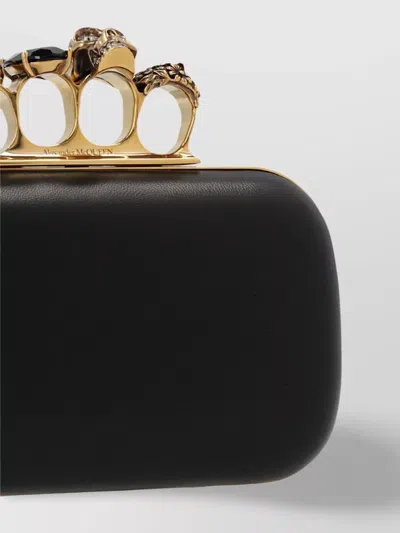 Alexander Mcqueen Structured Clutch With Chain Strap And Knuckle Rings