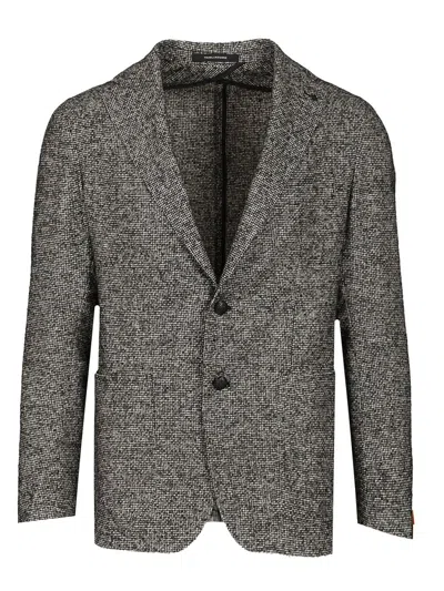 Tagliatore Montecarlo Micro Dis. Nero 56 Lana 27 Pol 17 Acr Jackets Black In Gray