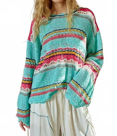 Pol Multi Stripe Sweater In Green