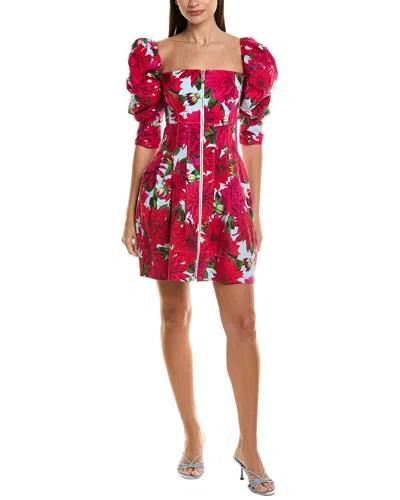 Oscar De La Renta 3/4-sleeve Silk-lined Mini Dress In Gold