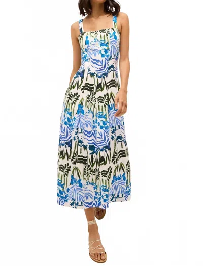 Marie Oliver Dixon Sleeveless Square-neck Midi Dress In Blue