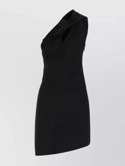 Givenchy Single Shoulder Draped Knee-length Dress In Black