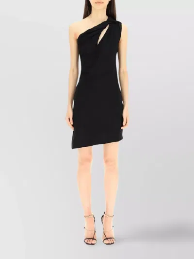 Givenchy Single Shoulder Draped Knee-length Dress In Black