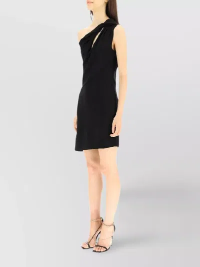 Givenchy Single Shoulder Draped Knee-length Dress In Black