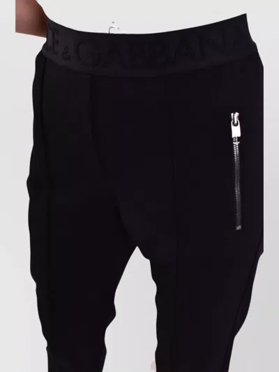Dolce & Gabbana Trousers With Elastic Waistband And Tapered Leg In Black