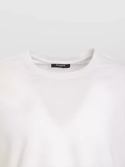 Balmain Long Sleeved Crew-neck T-shirt With Printed Logo In White
