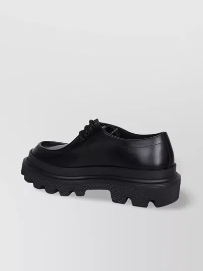 Dolce & Gabbana Brushed Calfskin Derby Shoes In Black