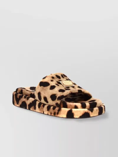 Dolce & Gabbana Animal Print Flat Sole Open Toe Sandals