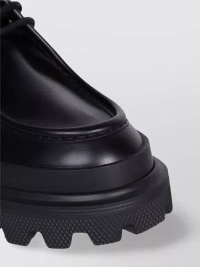Dolce & Gabbana Brushed Calfskin Derby Shoes In Black