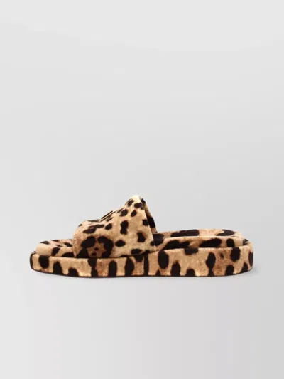 Dolce & Gabbana Animal Print Flat Sole Open Toe Sandals
