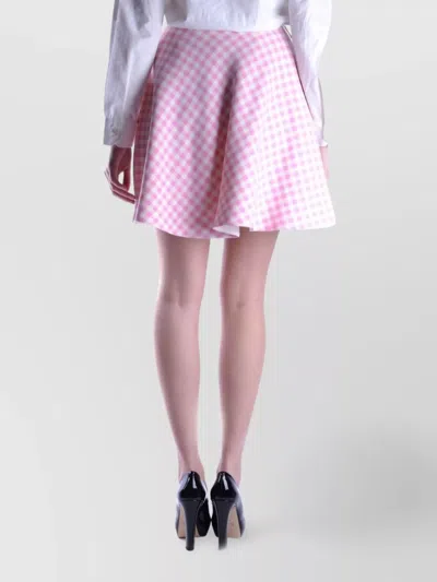 Prada High-waisted A-line Skirt Checkered Pattern In Pink