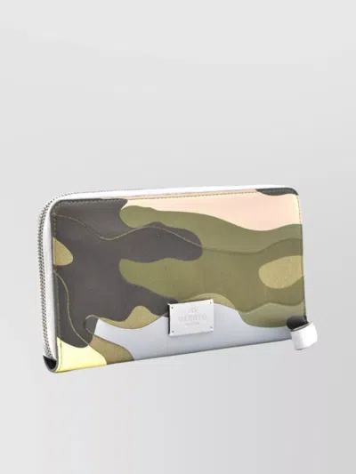 Valentino Camouflage Pattern Rectangular Shape Wallets