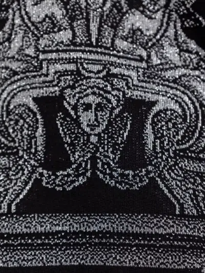 Versace Baroque Crew Neck Sweaters In Black