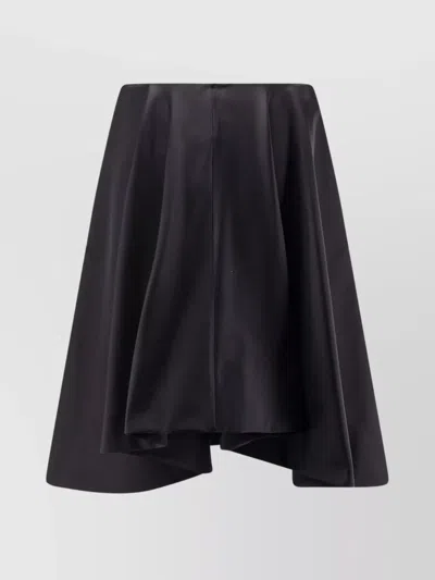 Alexander Mcqueen Flared High Waist Midi Skirt With Asymmetric Hem In Black