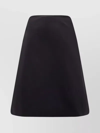 Alexander Mcqueen Flared High Waist Midi Skirt With Asymmetric Hem In Black