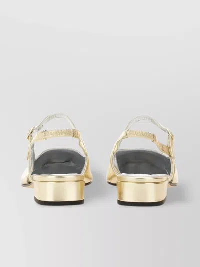 Carel Paris Square Toe Metallic Finish Sling Back Ballerina Shoes