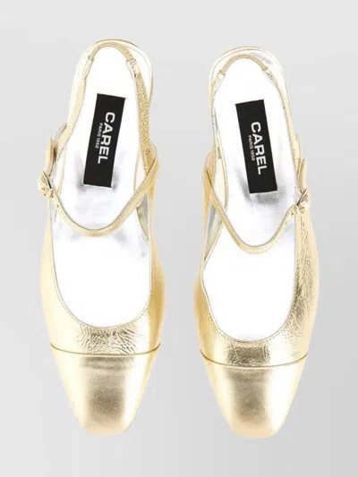 Carel Paris Square Toe Metallic Finish Sling Back Ballerina Shoes
