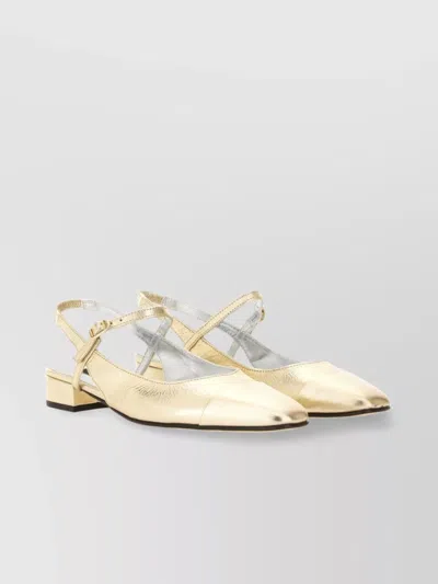 Carel Paris Square Toe Metallic Finish Sling Back Ballerina Shoes