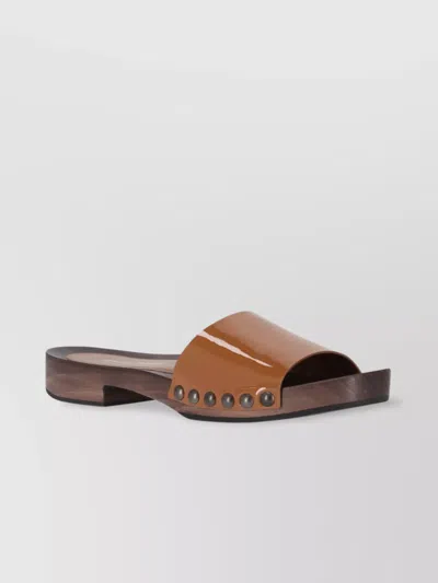 Miu Miu Flat Sole Studded Open Toe Clogs