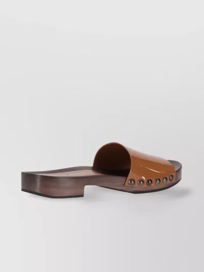 Miu Miu Flat Sole Studded Open Toe Clogs