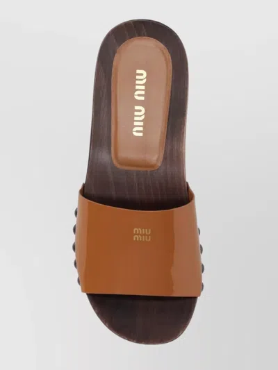 Miu Miu Flat Sole Studded Open Toe Clogs