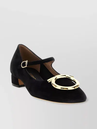 Ferragamo Square Toe Low Block Heel Ballerina Shoes