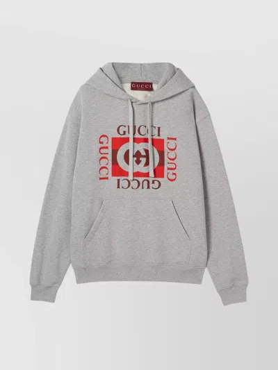 Gucci Hoodie With Dropped Shoulder And Kangaroo Pocket In Gray