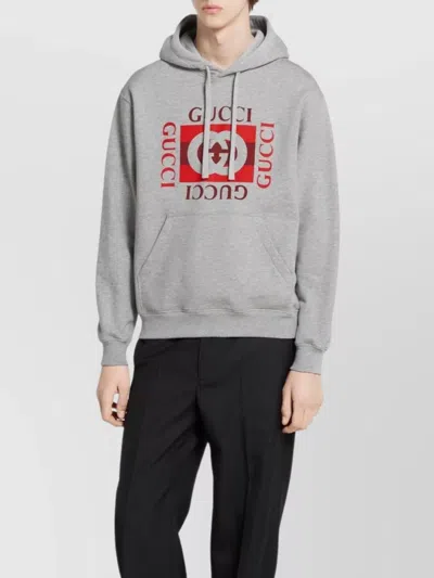 Gucci Hoodie With Dropped Shoulder And Kangaroo Pocket In Gray