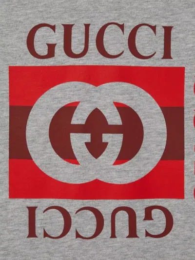 Gucci Hoodie With Dropped Shoulder And Kangaroo Pocket In Gray