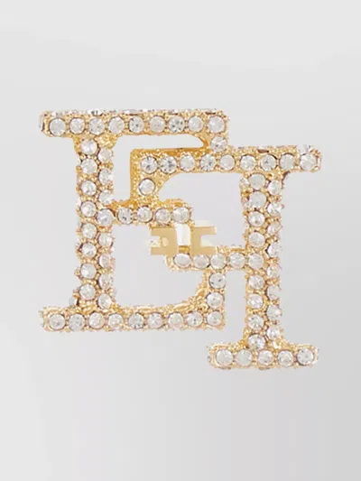 Elisabetta Franchi Crystal Embellished Gold Stud Earrings
