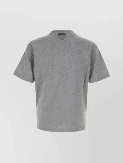 Prada Oversize Crew Neck T-shirt With Squared Silhouette In Gray