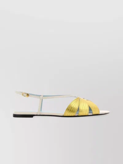 Valentino Metallic Finish Ankle Strap Sandals