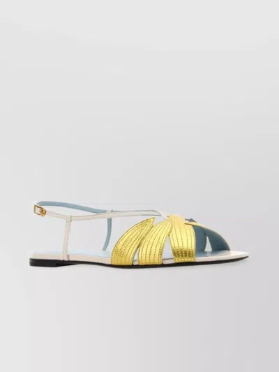 Valentino Metallic Finish Ankle Strap Sandals
