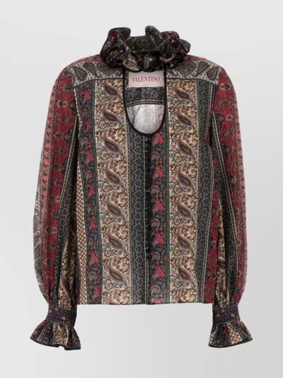 Valentino Garavani Printed Cotton Blend Blouse In Multi
