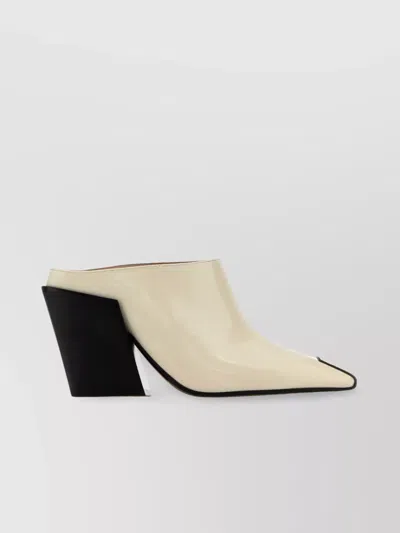 Bottega Veneta Leather Mules Ventura Wedge Heel In Neutral
