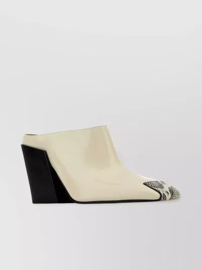 Bottega Veneta Leather Mules Ventura Wedge Heel In Neutral