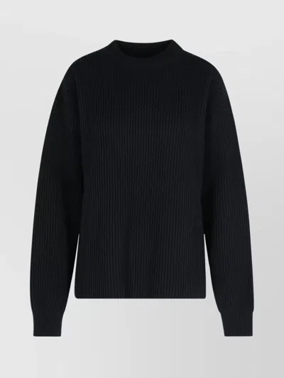 Jil Sander Wool Crew Neck Sweater With Asymmetric Detail In Black